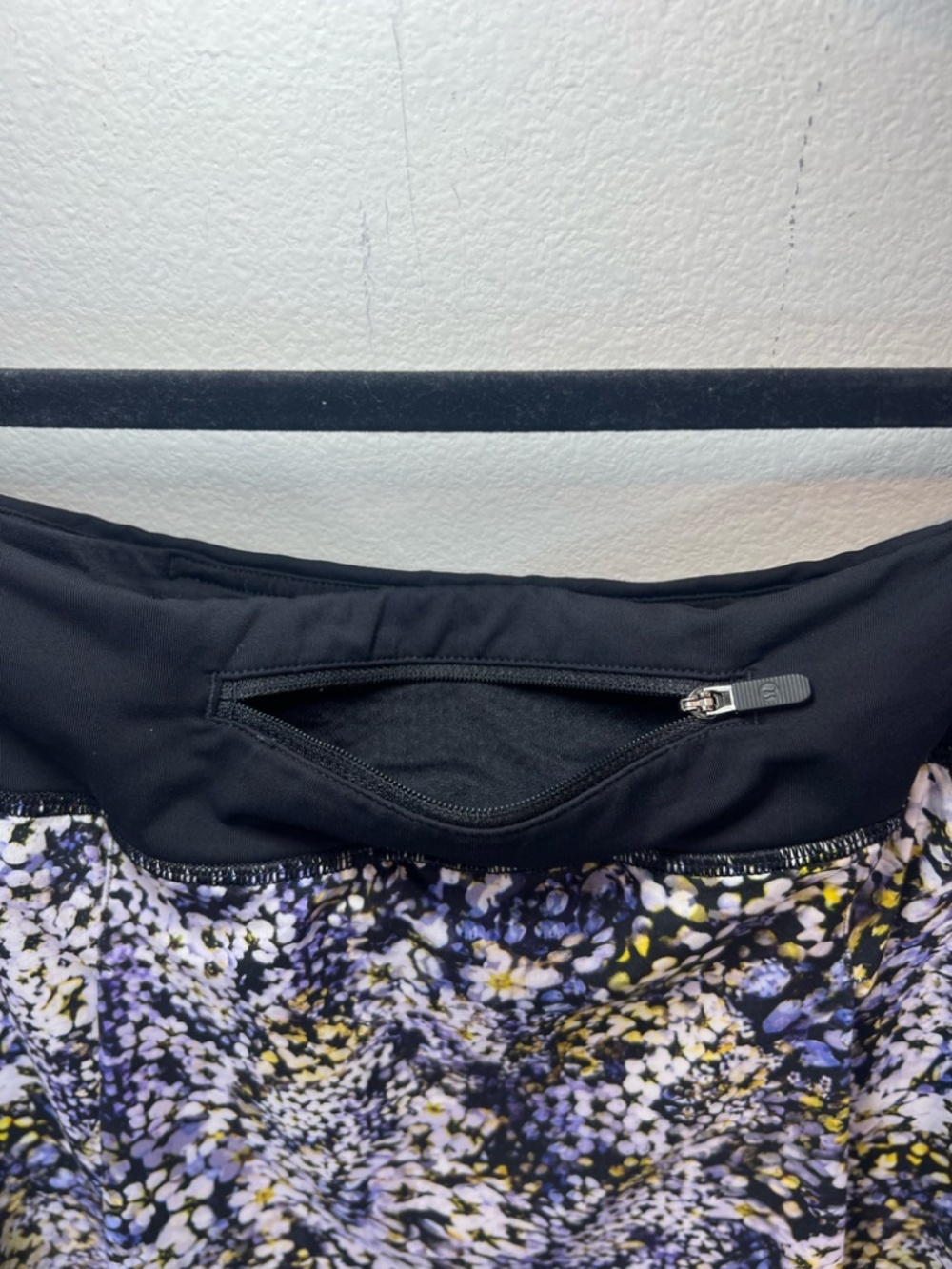 Lululemon Pace Rival Skirt Skort Floral Metropolis Multi Black Zip Pocket Sz 14 - Picture 11 of 14